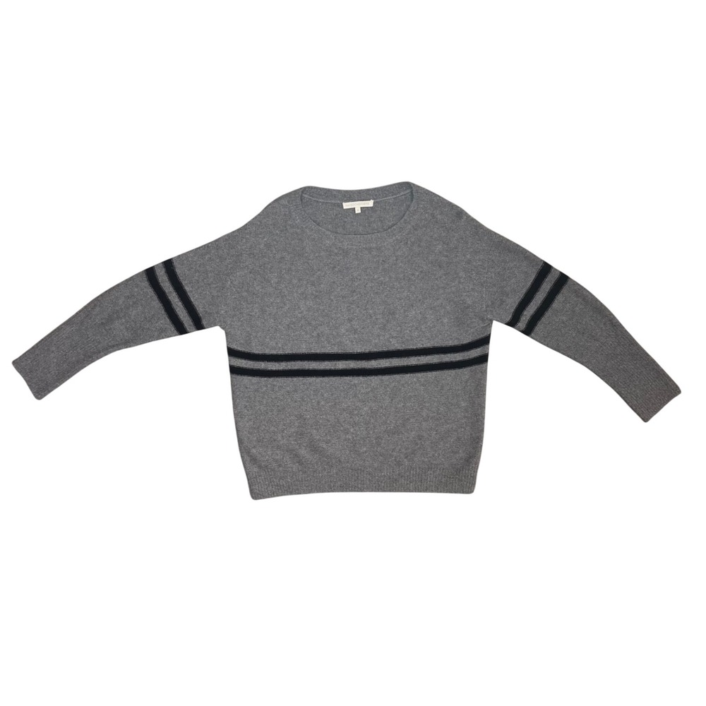 NakedCashmere Grey 100% Cashmere‎ Striped Crewneck Sweater N20171 Mens Medium